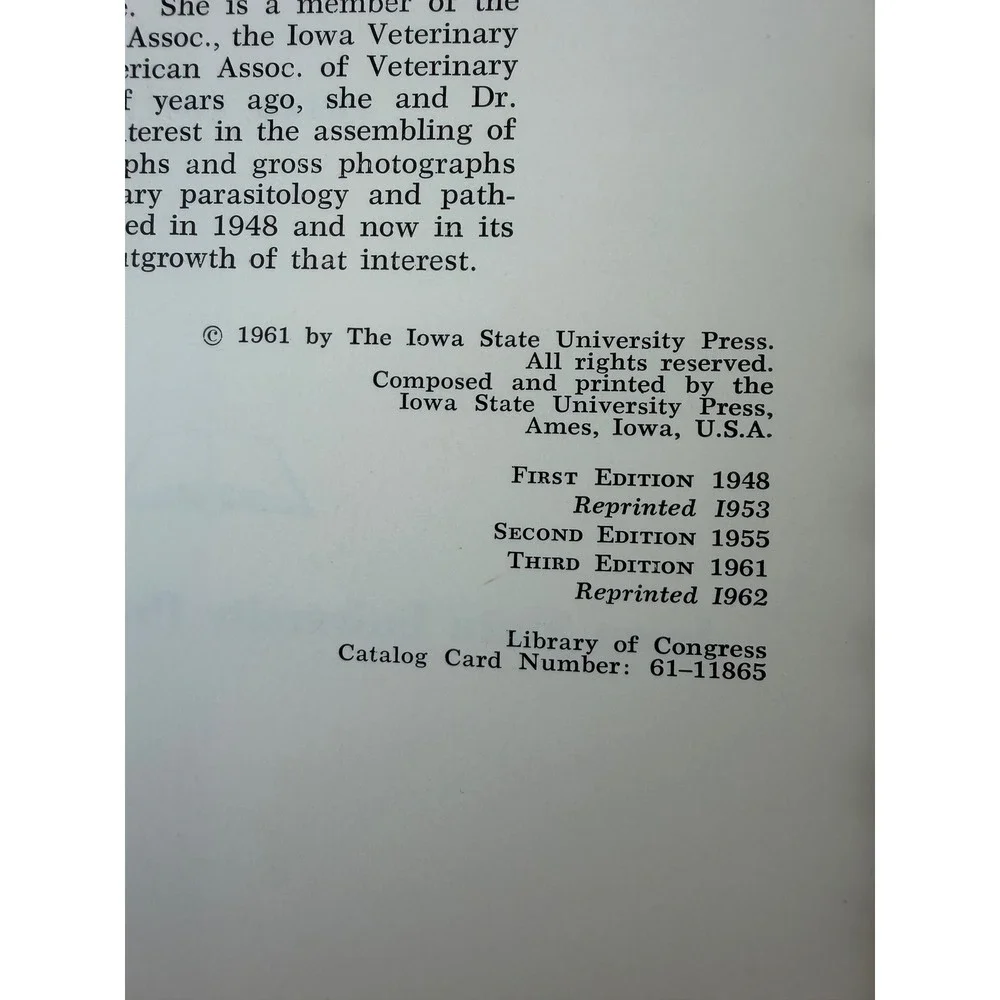 Veterinary Clinical Parasitology 3rd Ed Benbrook Sloss 1962 Iowa State Press